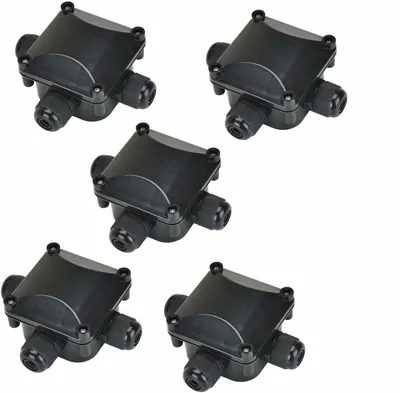 Produktbild von Wasserdichte Abzweigdose [5er-Pack] Kabelmuffle Wasserdicht Verbindungsdose Verteilerdose Dosenmuffle Erdkabel IP68 230V [Schwarz]