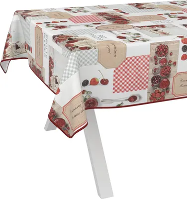Produktbild von Tischdecke Collage Sommer Rot 140x140cm mit Band-Kante Wachstuch abwaschbar