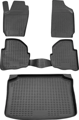 Zdjęcie produktu dla Zestaw dywaników podłogowych i wykładziny bagażnika do VW Polo 2001-2009 guma TPE czarny 5x