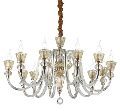 Produktbild von Strauss Klassischer Kronleuchter Glas Gold 12 Lichter E14