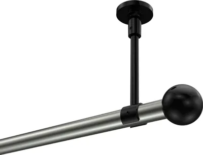 Produktbild von Interdeco Gardinenstange / Vorhangstange Edelstahl-Optik / Schwarz, Typ Sonette Luino (Kugel) ohne Ringe, Deckenmontage, 20 mm Ø 1-läufig, 600 cm