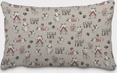Produktbild von SCHÖNER LEBEN. Kissenhülle Hunde Dackel Dogs Life natur weiß rot Größe 60x80cm (HxB) 60x80cm (HxB) Größe
