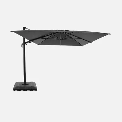 Immagine prodotto di Ombrellone rettangolare eccentrico, 3x4m + copertura + base 98x98cm, Antracite