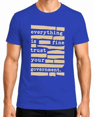 Imagen del producto de Todo está bien. Confíe en su gobierno. Camiseta sarcástica, para hombre, color azul, talla L