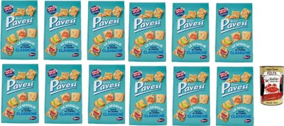Produktbild von Gran Pavesi Sfoglie Classiche Cracker im Ofen gebacken knusprig Salzgebäck snack 12x 180 gr + Italian Gourmet polpa 400g