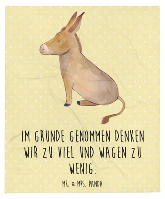 Produktbild von Mr. & Mrs. Panda Bettdecke Esel - Gelb Pastell - Geschenk, Lebensmut, Tagesdecke, Weisheit, Wohndecke, Plaid, Decke, Positive Gedanken, Lustige Sprüche, Kuscheldecke