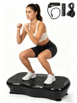 Produktbild von Fitness Platte Vibrationstrainer, für den Büro-Wohnzimmer, Multi-Funktions mit Bluetooth und USB,Vibrationsplatte Body-Shaper der Eignungs-Ausrüstung (Schwarz+Weiß)