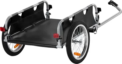 Image de SucceBuy Remorque porte-charge pour vélo - capacité de charge de 45,7 kg, chariot à vélo robuste et pliable avec attache rapide, roues de 16 pouces, attache universelle, réflecteurs, convient aux vélos de 22-28 pouces
