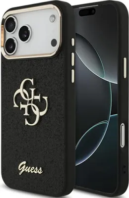 Zdjęcie produktu dla GUESS case passend für IPHONE 17 Pro Max GUHCP17XHG4SGCK (Fixed Glitter Big 4G Metal Frame) black