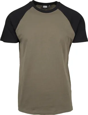 Produktbild von Urban Classics T-Shirt Herren Raglan Contrast Tee oliv/schwarz 4XL