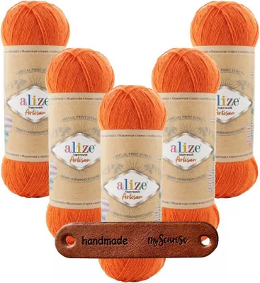 Produktbild von 5 x ALIZE Superwash Artisan 225 Orange mit Label
