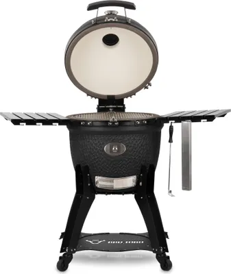 Produktbild von BBQ-Toro Kamado Grill Ø 56 cm "Yoru" Holzkohlegrill Keramikgrill mit Thermometer, Rädern, matt schwarz