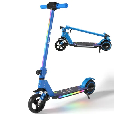Produktbild von Elektroscooter S5 Blau Für Kinder Und Jugend Ab 120cm Körpergröße- Elektroroller 130W, 8 Km, 2500 mAH Akku, 14km/h, Klappbar E Scooter, Kinderroller Mit LED Licht