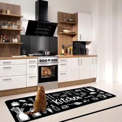 Produktbild von Läufer für den Flur - Teppich - Antislip - Waschbar - Schmutzabweisend - Modern - Schwarz