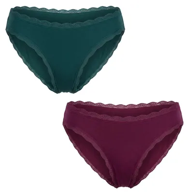 Immagine prodotto di DIM, confezione da 2, slip da donna in cotone con pizzo, modello AD2DDPX