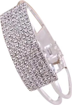 Produktbild von Damenmode, glänzendes Strass-Armband, Manschettenarmband, Handkette, Schmuck, Geschenk-Silber