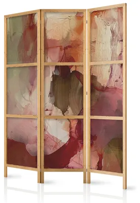 Immagine prodotto di Pannello divisorio giapponese, 3 ante, pieghevole, realizzato in tessuto non tessuto di alta qualità, motivo astratto, ideale per la camera da letto, dimensioni 135 cm x 172 cm