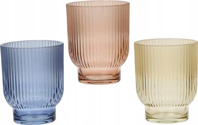 Produktbild von Glas-Windlicht geriffelt 12,5cm, 3 Farben zur Auswahl