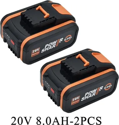 Obrázok produktu pre 20V akumulátor – náhradná Li-Ion batéria, 8,0 Ah, 8000 mAh – 2 kusy – kompatibilná s modelmi WX390, WX176, WX166.4, WX372.1, WX800, WX678, WX550, WX532, WG894E, WG629E, WG329E, WG2