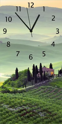 Produktbild von Wallario Design Wanduhr bedruckt, Größe 30 x 60 cm, Motiv: Toskana in Italien