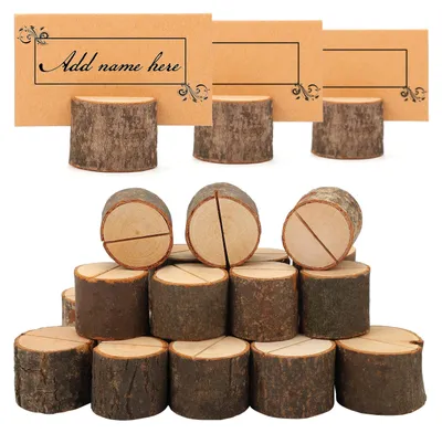 Produktbild von Belle Vous 30er Pack Tischkartenhalter Holz Karten Halter & Platzkarten - Rustikale Kartenständer Holz Tischnummern Holz Kartenhalter für