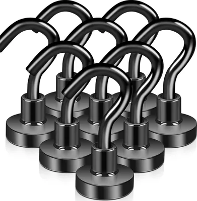 Produktbild von 12 Stück Extra Starke Magnethaken - 30kg Neodym-Magnete für Küche, Büro und Camping