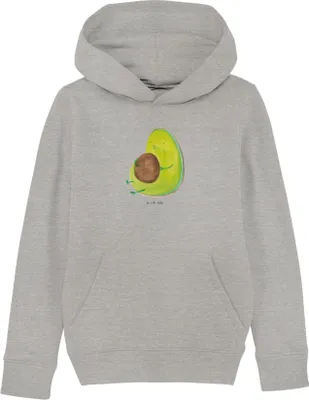 Produktbild von Mr. & Mrs. Panda Kinderpullover Avocado Pfeifen 7-8 Jahre (122/128) - Heather Grey - Geschenk, Kapuzenpulli, Diät, Hoodie, Sweatshirt, Schwanger, Kapuzenpullover, Pulli