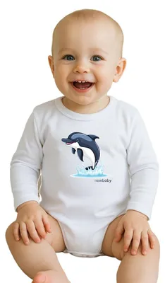 Zdjęcie produktu dla Body niemowlęce z nadrukiem New Baby Dolphin - krótki rękaw, rozmiar 62 (3-6m)