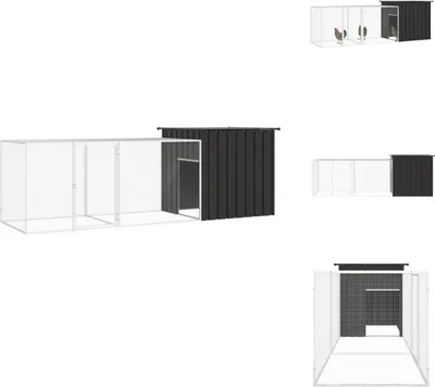 Produktbild von vidaXL Hühnerkäfig Anthrazit 300x91x100 cm Verzinkter Stahl - Lebensräume & Gehege für Kleintiere