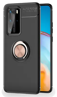 Zdjęcie produktu dla Etui na telefon komórkowy NALIA Ring do Huawei P40 Pro, silikonowe etui z uchwytem 360 stopni w kolorze różowego złota