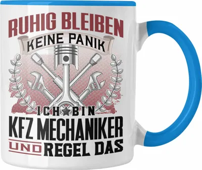 Produktbild von Trendation - KFZ Mechaniker Tasse Geschenk Lustiger Spruch Männer Ruhig Bleiben Auto Schrauber Geschenkidee (Blau)