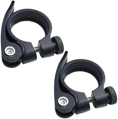 Produktbild von PolkaHome® Fahrradsattelklemmen, 2 Stück, 31,8 mm, Schnellspanner für Fahrradsattel, schwarz - Geeignet für Mountainbikes, Rennräder und