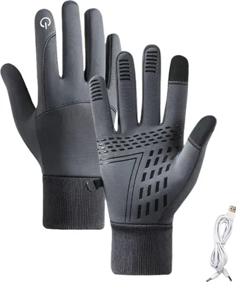 Produktbild von 1 Paar wiederaufladbare beheizte Handschuhe für Herren und Damen, wasserdichte elektrische Heizhandschuhe mit Silikonhandfläche, Touchscreen-Handschuhe für Winterskifahren und Radfahren