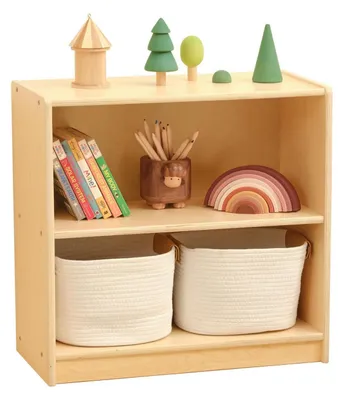 Image de Étagère pour enfants, meuble de rangement pour jouets, en contreplaqué, 2 compartiments