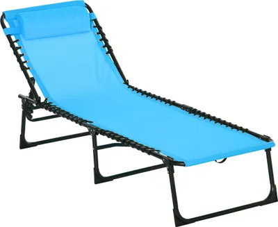 Produktbild von Sonnenliege, klappbar, atmungsaktiver Bezug, Metallrahmen, 189 x 58 x 30 cm, Blau