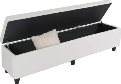 Obrázek produktu pro Úložná truhla Kriens XXL, kůže + Imitace kůže, 180x45x45cm bílá