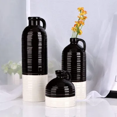 Obrázok produktu pre Sada keramických vázien Famanu, 3 kusy - čierno-biela