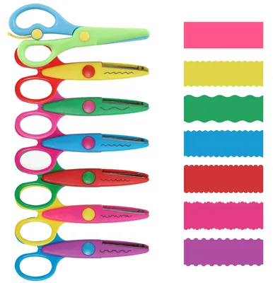 Produktbild von Bastelschere, 7-teiliges Set, Zickzackschere für Stoff, Basteln, Frühling, Vorschulerziehung, Zeichenunterricht