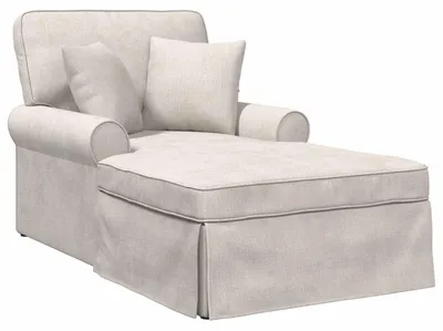 Immagine prodotto di vidaXL Chaise longue con gonna e cuscini, color crema, 157 x 91 x 91 cm, ARES