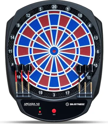 Produktbild von Smartness Elektronik Dartboard Arcadia 4.0  mit App 2-Loch Abstand rot-blau 8 Spieler Softdarts USB-Kabel 17 Spielen 312 Variationen (inkl. Cricket)