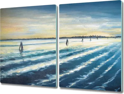 Produktbild von Coloray Hackbrett Küchenbrett Kochplattenabdeckung Schneidebrett Herdabdeckplatte 2x40x52 cm - Meer Himmel