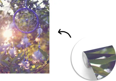 Produktbild von MuchoWow® Fototapete für Wohnzimmer oder Schlafzimmer Wandtapete Vinyl Motivtapete Ein lila Traumfänger in einem Baum - 190x280 cm - Küche