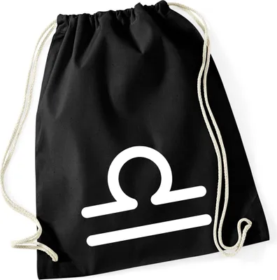 Produktbild von Huuraa Turnbeutel Waage Sternzeichen Zeichen 12 Liter Black Baumwolle Rucksack Geschenkidee
