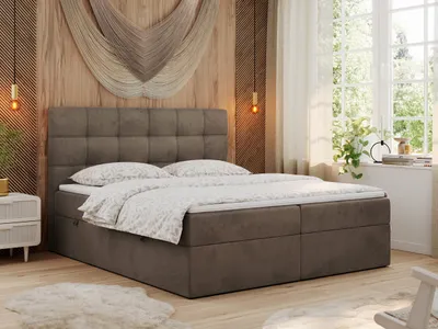 Produktbild von MKS MEBLE Boxspringbett 180x200 mit Matratze, Bett mit Multipocket - Matratze H3 und Topper, Polsterbett 180x200 mit Bettkasten und Kopfteil, ERNI - Braun Velvet