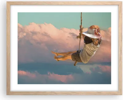 Produktbild von Gerahmtes Poster - Rahmen in heller Eiche - Schaukeln Seil Himmel - 50x40 cm - Wand Bild - Wanddeko - Wandbilder - Wandposter - Bilderrahmen - Bilder - Kunstdruck - Wandbild - P2NAA50x40-4259