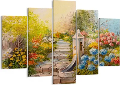 Produktbild von Bild auf Leinwand - Leinwandbild - Garten Blumen Sommer - 150x100cm - Wand Bild - Wanddeko - Leinwanddruck - Bilder - Kunstdruck - Wanddekoration - Leinwand bilder - Wandkunst - EA150x100-3694