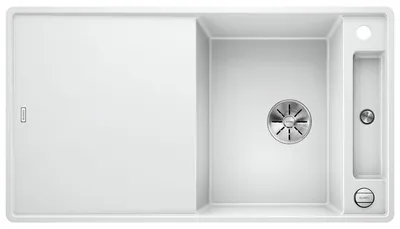 Imagen del producto de BLANCO AXIA III 5 S-F, fregadero de SILGRANIT® PuraDur®, blanco, reversible, incluye tabla de cortar de madera