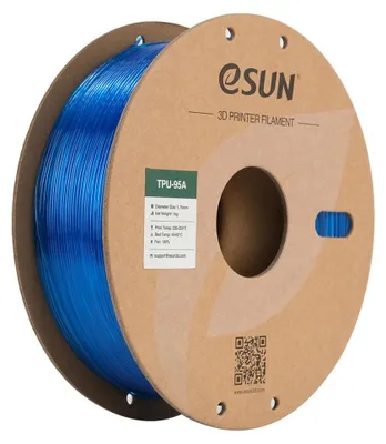 Produktbild von eSUN TPU-95A Filament, 1,75mm, 1kg - Farbton: Transparent Blue