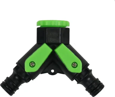 Produktbild von Gartenschlauch 2-Fach-Verteiler mit 1/2" und 3/4" IG Steckkupplung Stecksystem