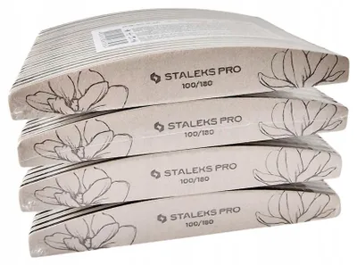 Obrázok produktu pre Brúsne pilníky na nechty, tvar polmesiaca, Staleks NFE-40-100/180, zrniteľnosť 100/180, balenie 100 kusov